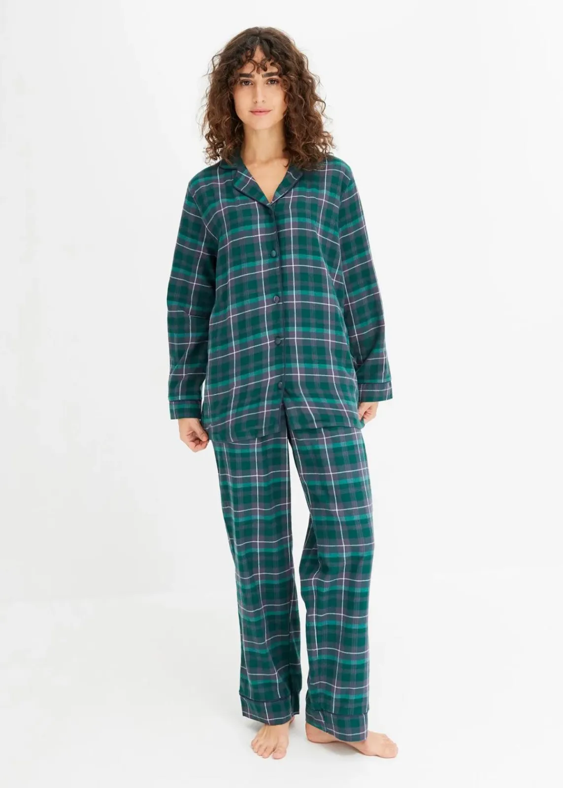 bonprix Wäsche·Nachtwäsche|Nachtwäsche^Gewebter Pyjama aus Flanell waldgrün kariert