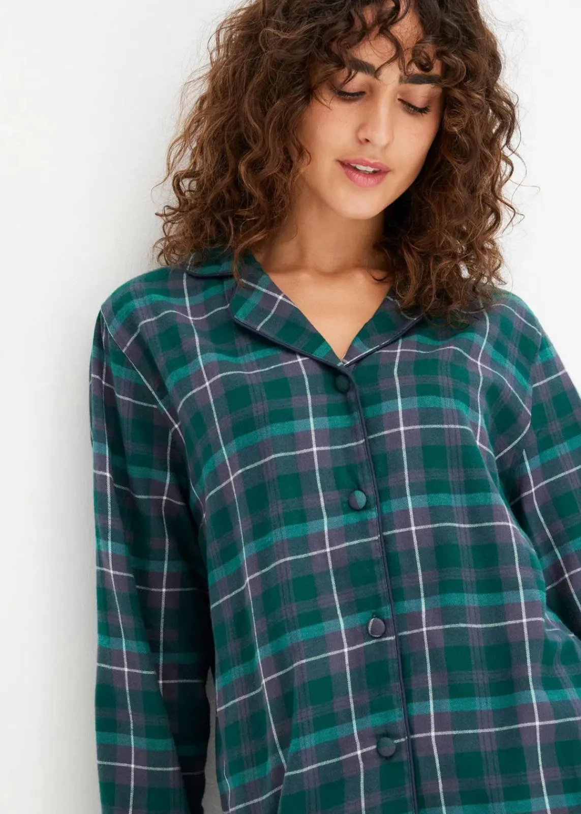 bonprix Wäsche·Nachtwäsche|Nachtwäsche^Gewebter Pyjama aus Flanell waldgrün kariert