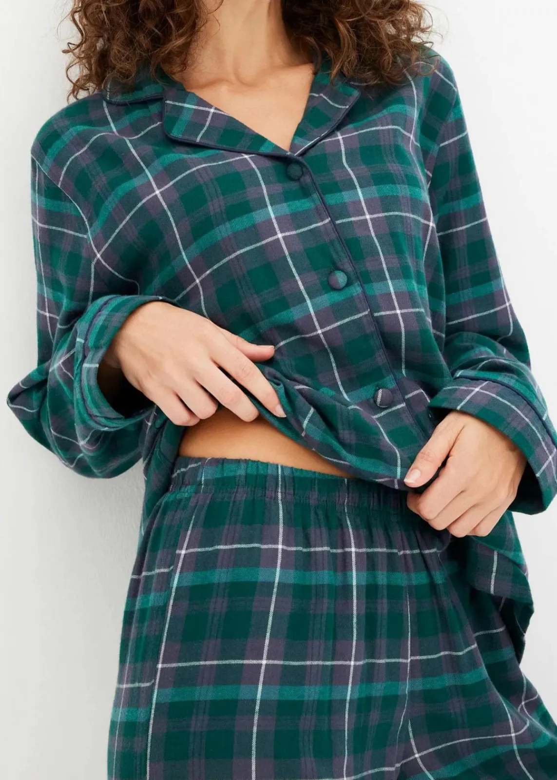 bonprix Wäsche·Nachtwäsche|Nachtwäsche^Gewebter Pyjama aus Flanell waldgrün kariert