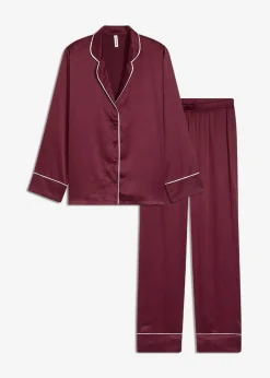 bonprix Wäsche·Nachtwäsche|Nachtwäsche^Gewebter Pyjama aus glänzendem Satin weinrot