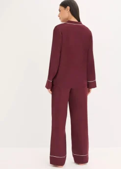 bonprix Wäsche·Nachtwäsche|Nachtwäsche^Gewebter Pyjama aus glänzendem Satin weinrot