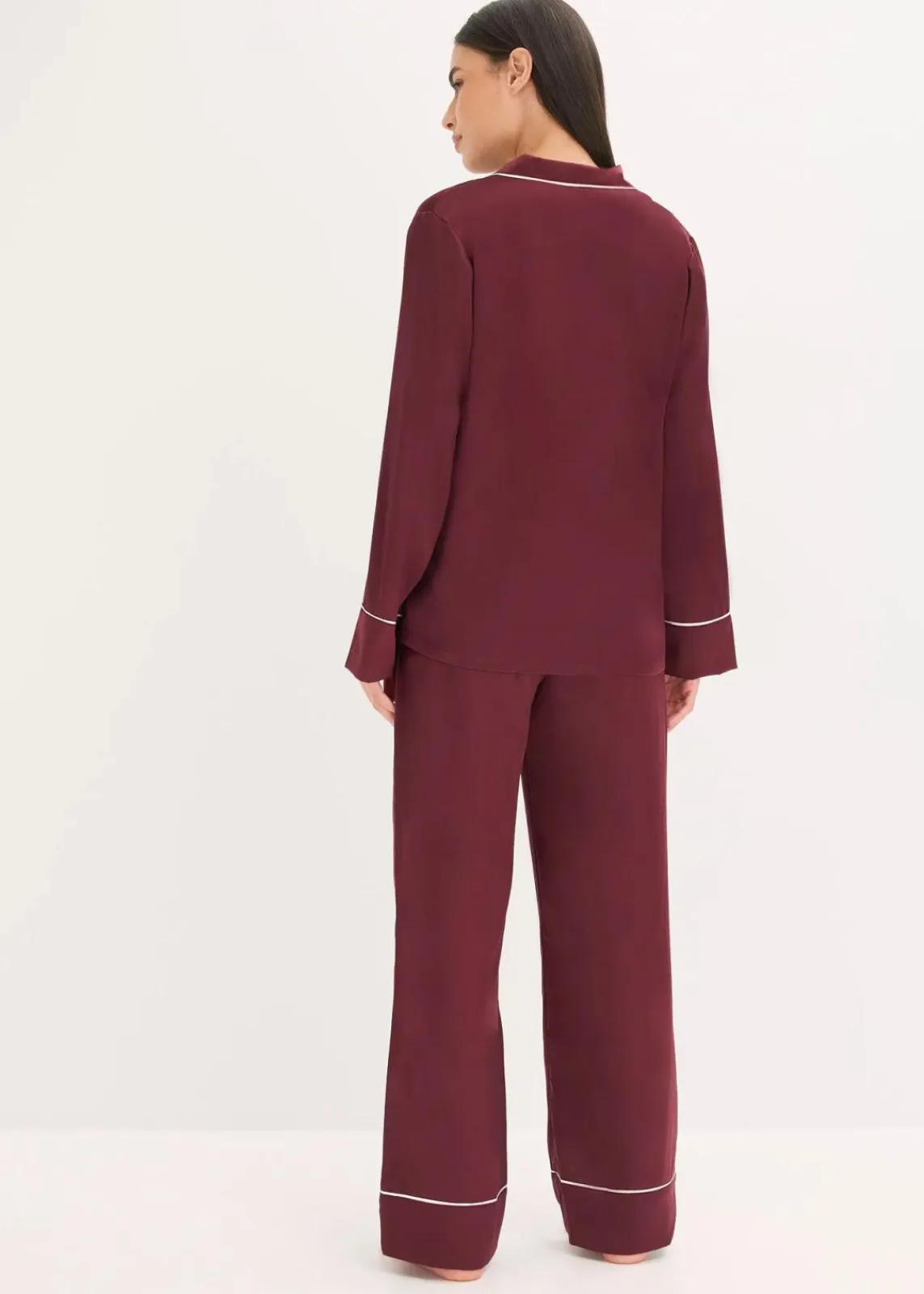 bonprix Wäsche·Nachtwäsche|Nachtwäsche^Gewebter Pyjama aus glänzendem Satin weinrot