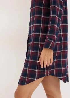 bonprix Wäsche·Nachtwäsche|Nachtwäsche^Gewebtes Nachthemd aus Flanell mit Knopfleiste ahornrot kariert