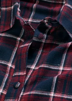 bonprix Wäsche·Nachtwäsche|Nachtwäsche^Gewebtes Nachthemd aus Flanell mit Knopfleiste ahornrot kariert