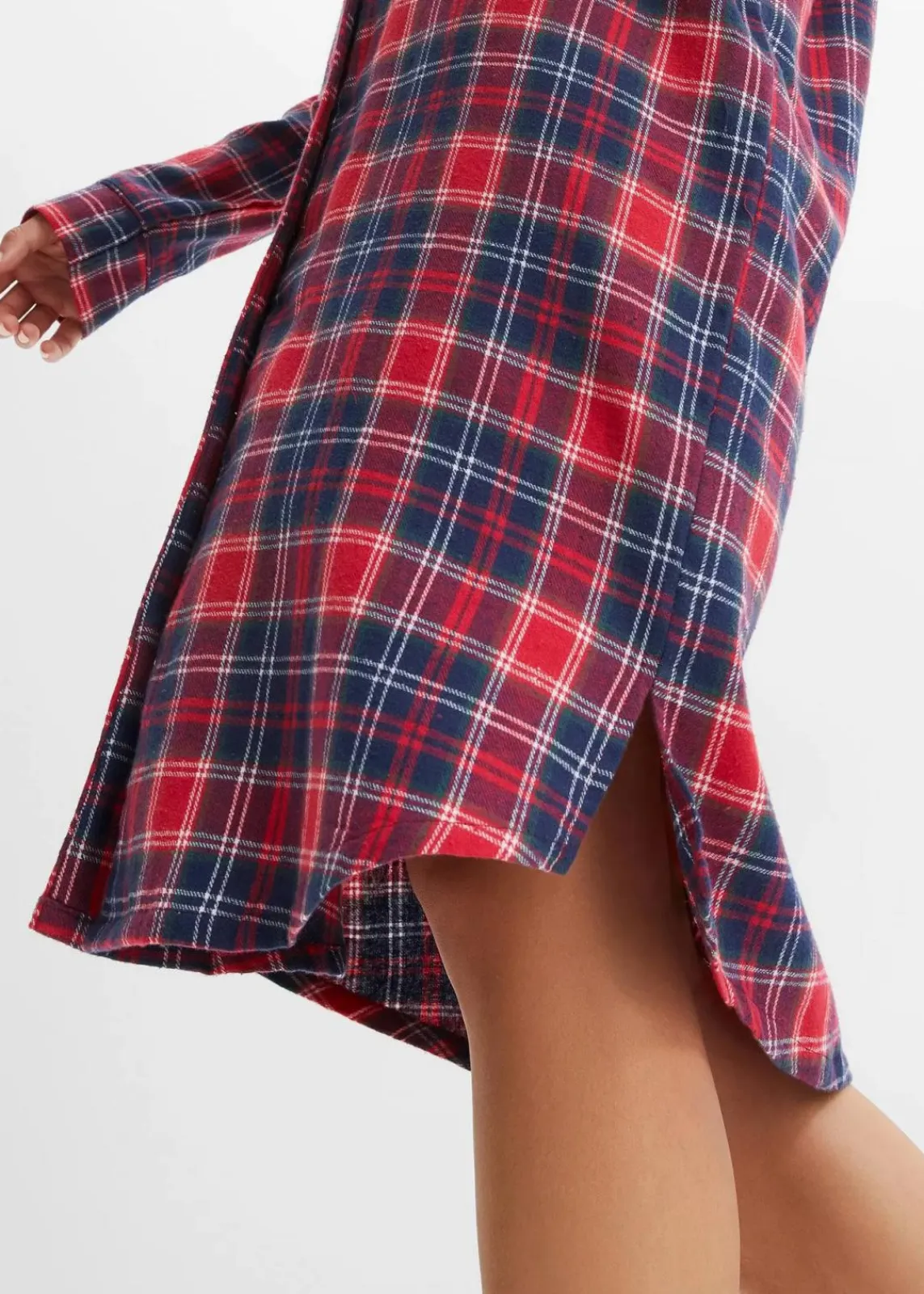 bonprix Wäsche·Nachtwäsche|Nachtwäsche^Gewebtes Nachthemd aus Flanell mit Knopfleiste rot kariert