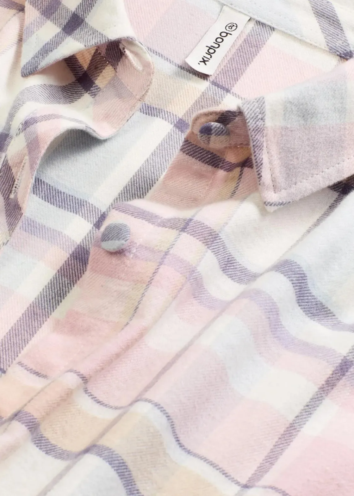 bonprix Wäsche·Nachtwäsche|Nachtwäsche^Gewebtes Nachthemd aus Flanell mit Knopfleiste puderblau/aschrosa kariert