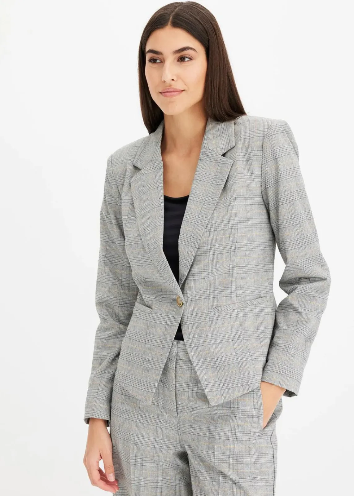 bonprix Blazer|Bekleidung·Basics^Glencheck Blazer schwarz/sand kariert