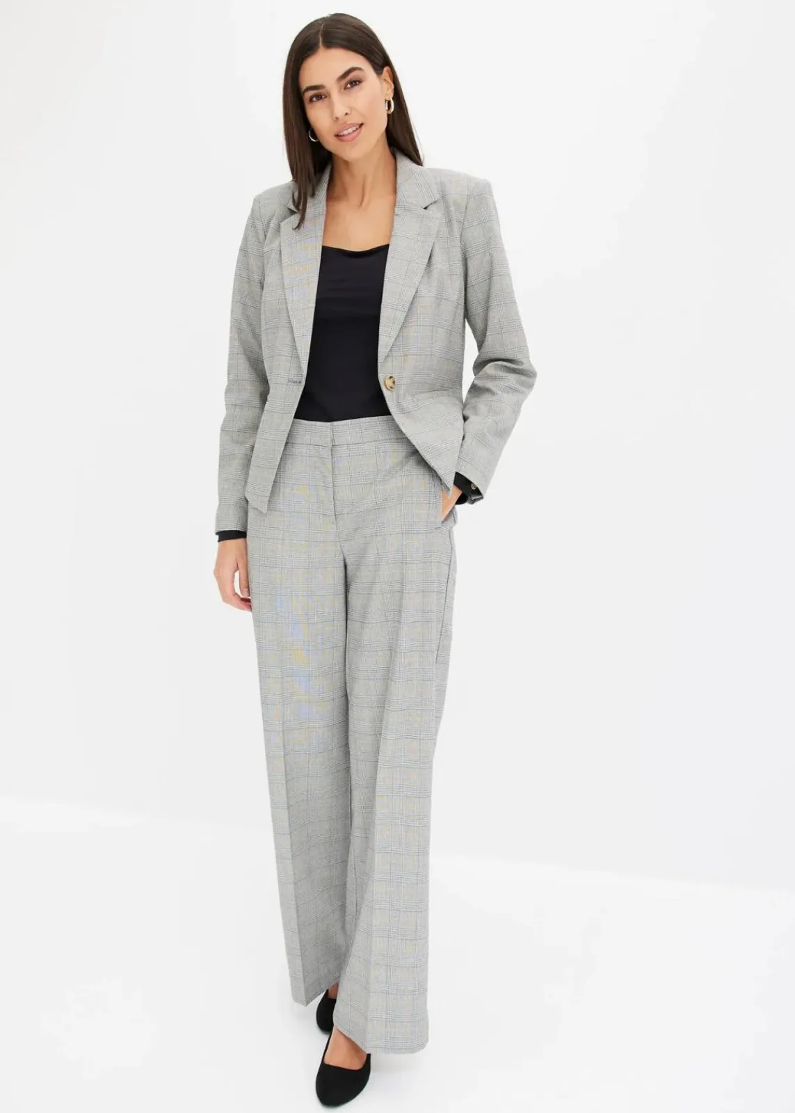 bonprix Blazer|Bekleidung·Basics^Glencheck Blazer schwarz/sand kariert