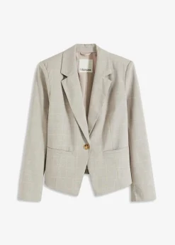 bonprix Bekleidung·Basics|Blazer^Glencheck Blazer hellgrau/hellrosa kariert