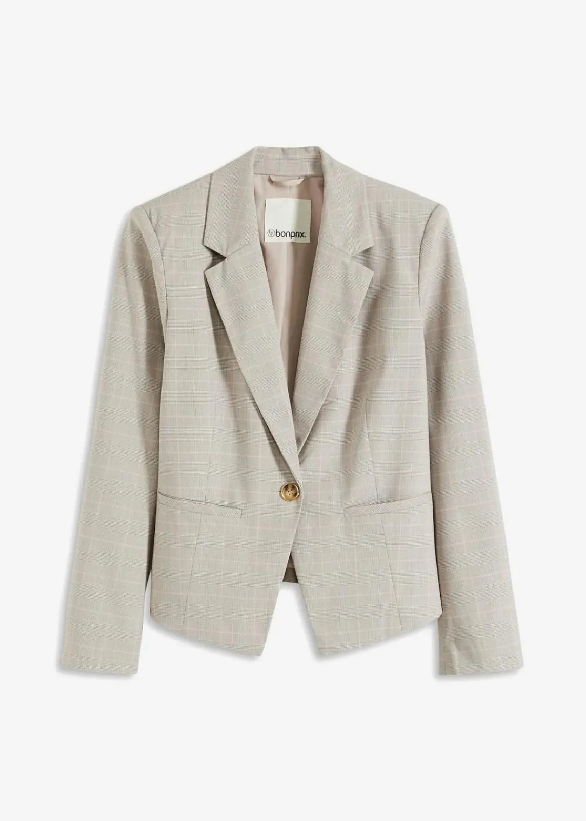bonprix Bekleidung·Basics|Blazer^Glencheck Blazer hellgrau/hellrosa kariert