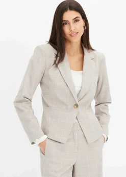 bonprix Bekleidung·Basics|Blazer^Glencheck Blazer hellgrau/hellrosa kariert