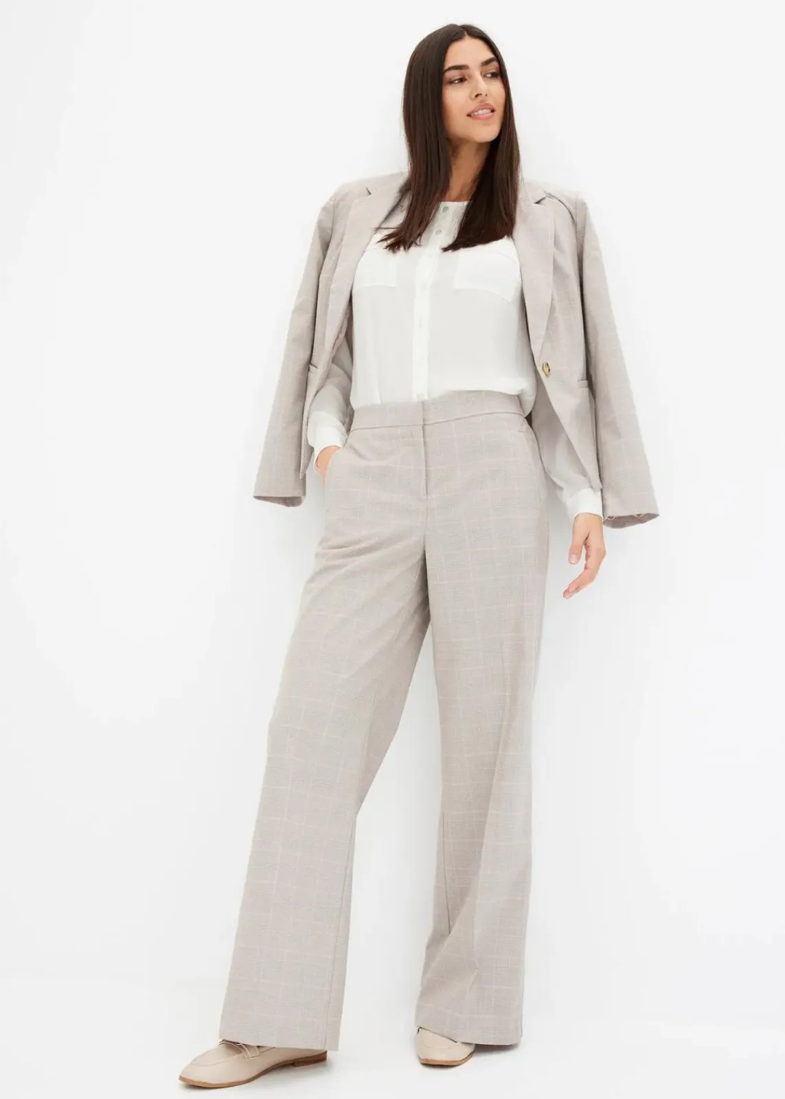 bonprix Bekleidung·Basics|Blazer^Glencheck Blazer hellgrau/hellrosa kariert