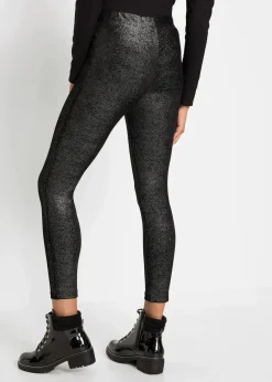 bonprix Bekleidung·Kleider|Hosen^Glitzer Leggings aus Samt schwarz/silber