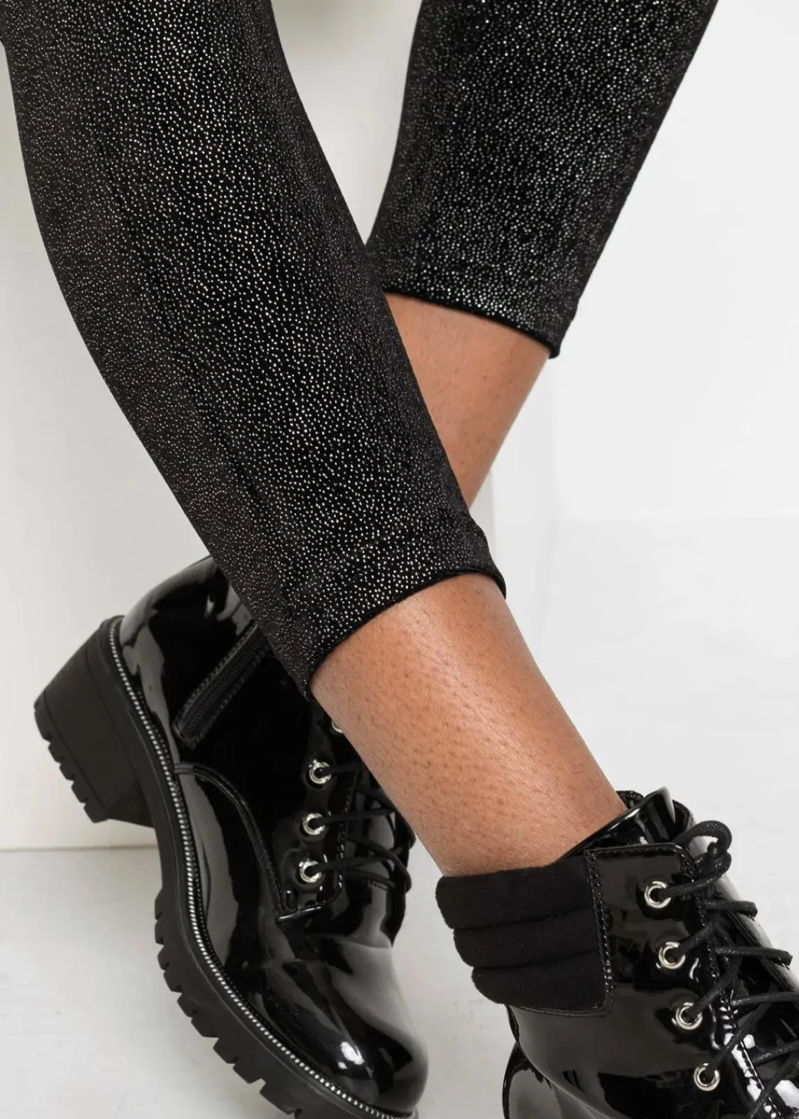 bonprix Bekleidung·Kleider|Hosen^Glitzer Leggings aus Samt schwarz/silber