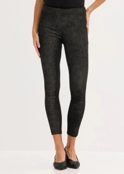 bonprix Hosen|Bekleidung·Kleider^Glitzer Leggings aus Samt schwarz/gold