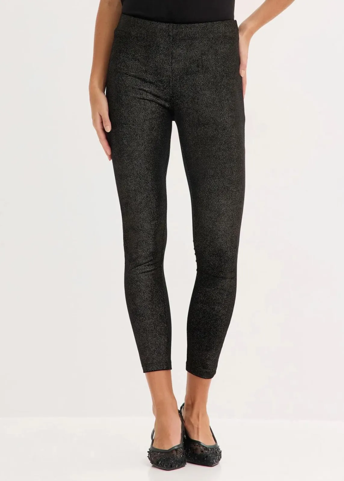 bonprix Hosen|Bekleidung·Kleider^Glitzer Leggings aus Samt schwarz/gold