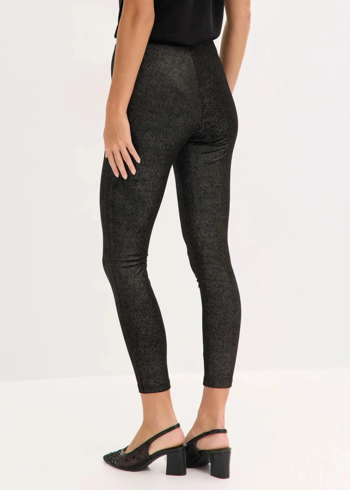 bonprix Hosen|Bekleidung·Kleider^Glitzer Leggings aus Samt schwarz/gold