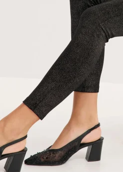 bonprix Hosen|Bekleidung·Kleider^Glitzer Leggings aus Samt schwarz/gold