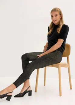 bonprix Hosen|Bekleidung·Kleider^Glitzer Leggings aus Samt schwarz/gold