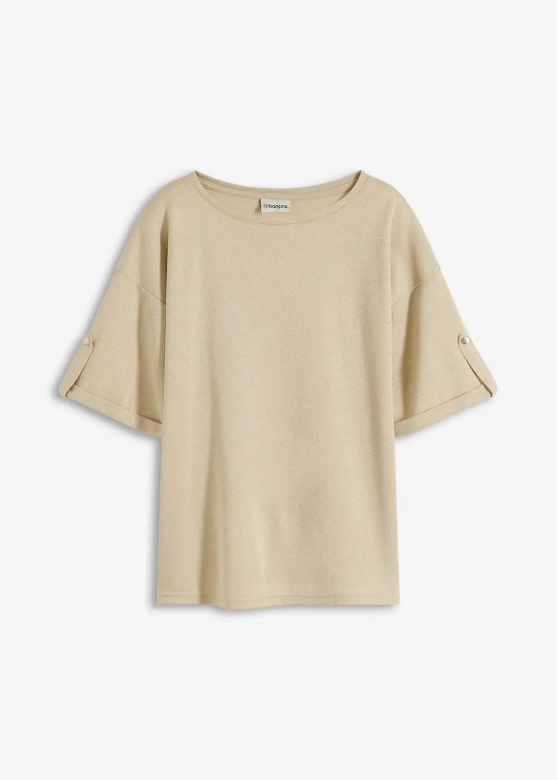 bonprix Shirts & Tops^Glitzer Viskose-Shirt mit Glanzdruck hellsand/metallic silber