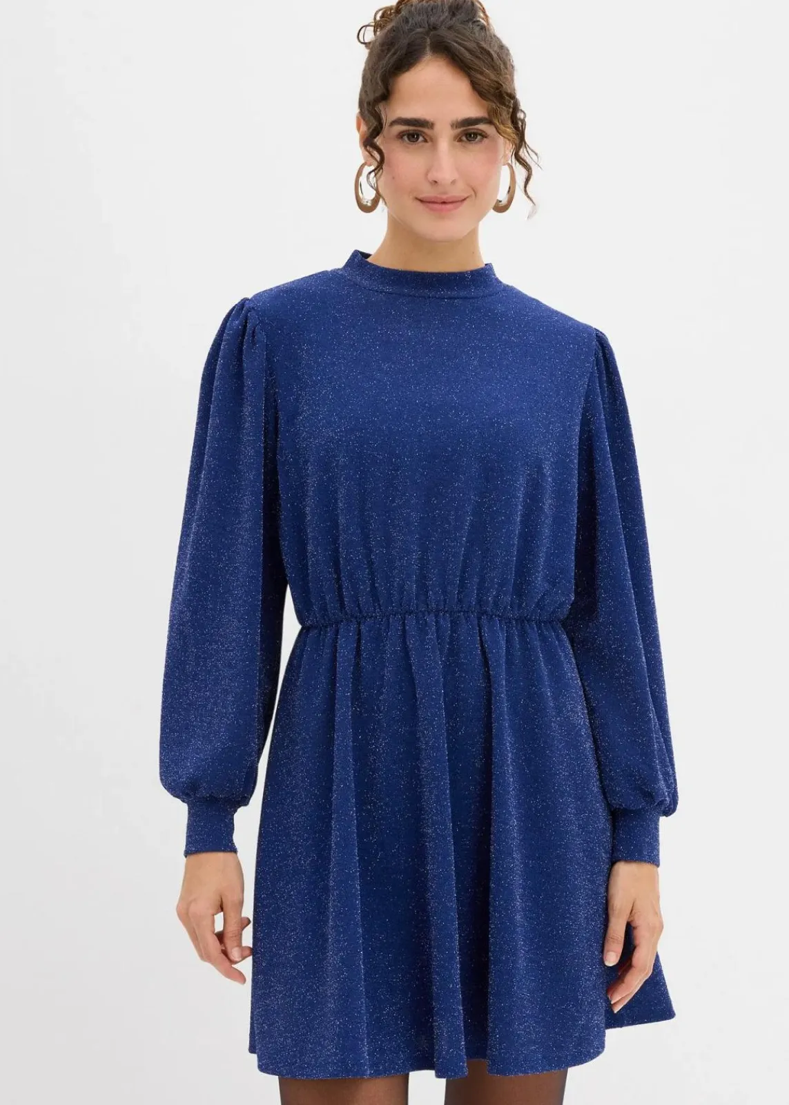 bonprix Bekleidung·Pullover & Strickjacken|Kleider^Glitzerkleid aus fester Interlock-Qualität mitternachtsblau