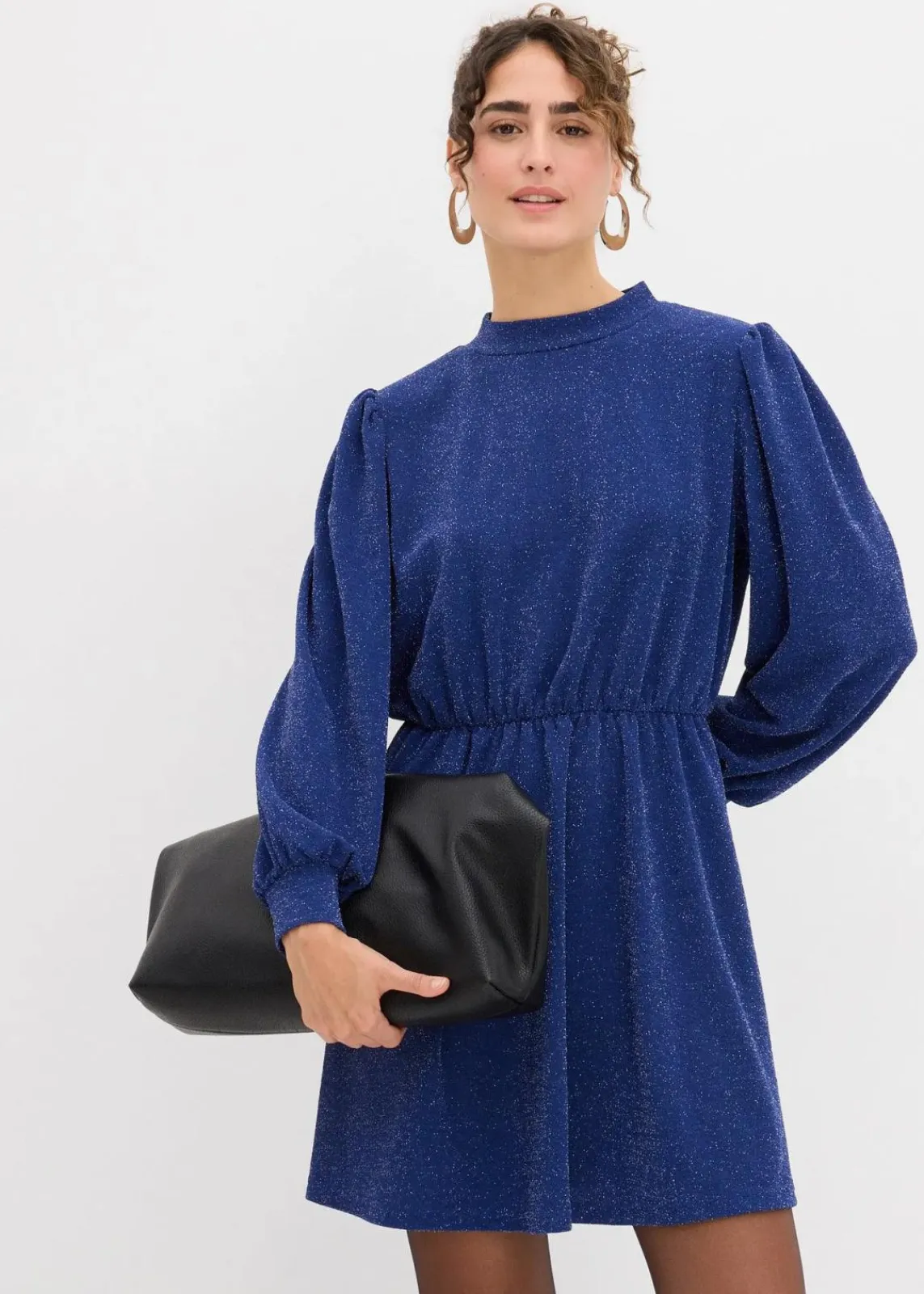 bonprix Bekleidung·Pullover & Strickjacken|Kleider^Glitzerkleid aus fester Interlock-Qualität mitternachtsblau
