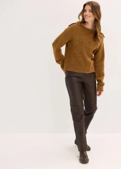 bonprix Bekleidung·Umstandsmode|Pullover & Strickjacken^Grobstrickjacke cognac braun meliert