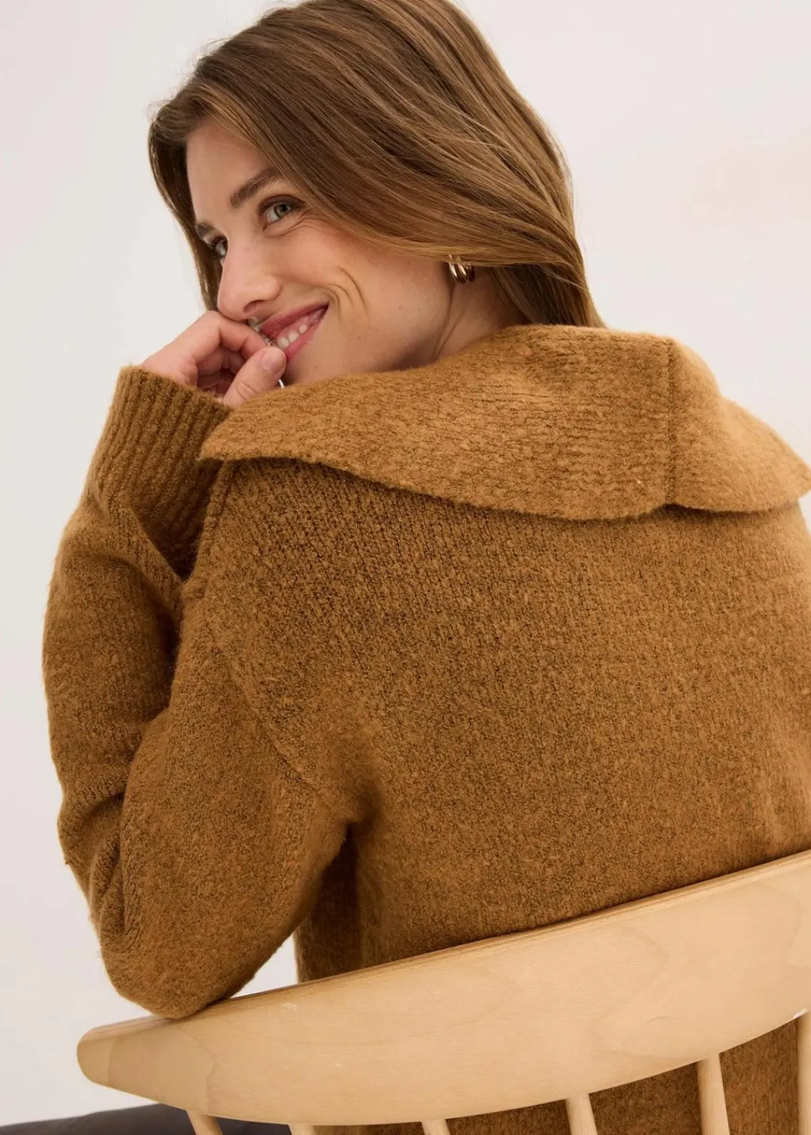 bonprix Bekleidung·Umstandsmode|Pullover & Strickjacken^Grobstrickjacke cognac braun meliert