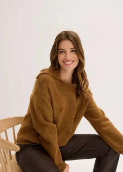 bonprix Bekleidung·Umstandsmode|Pullover & Strickjacken^Grobstrickjacke cognac braun meliert