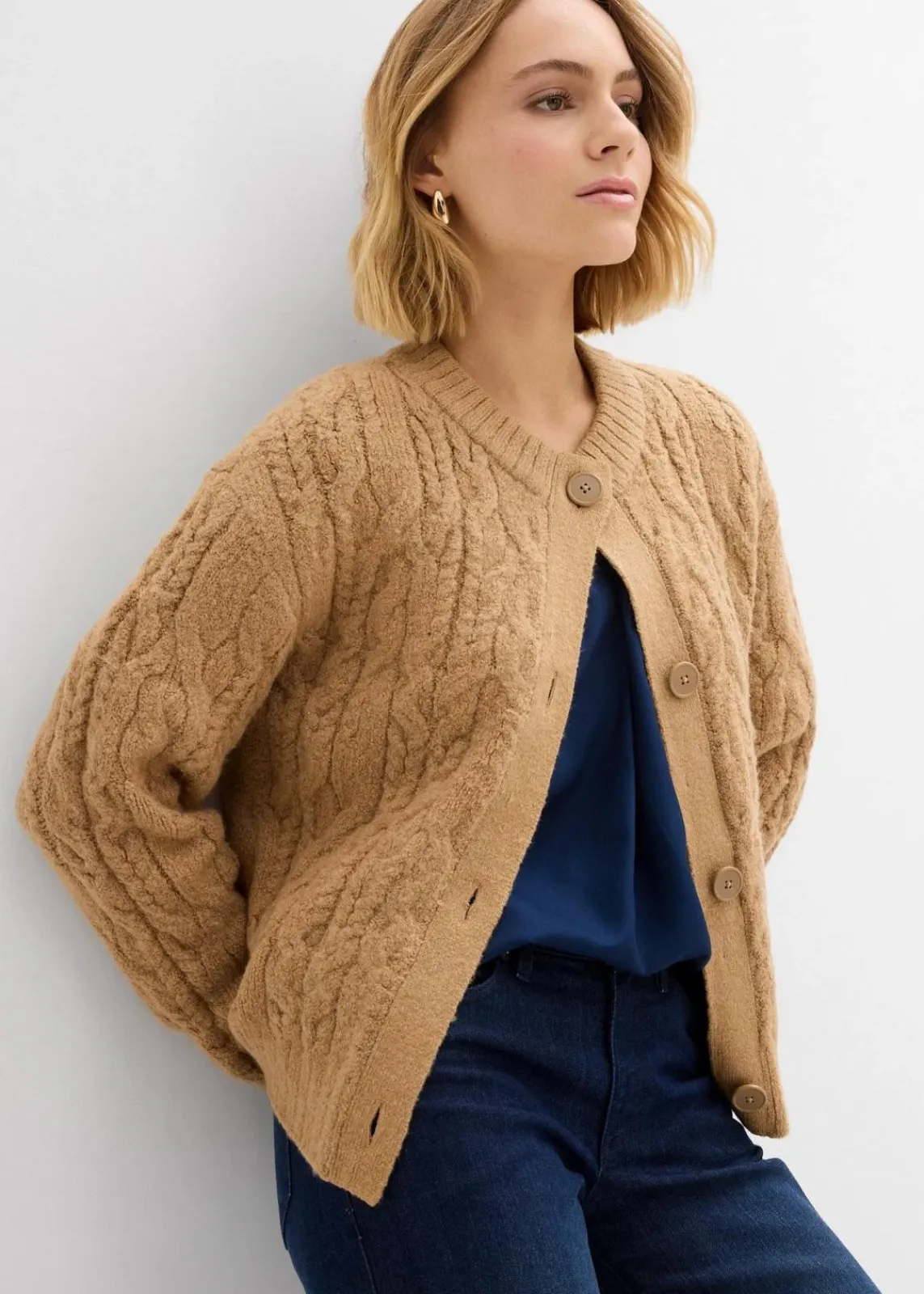bonprix Bekleidung·Umstandsmode|Strickmode^Grobstrickjacke mattcamel