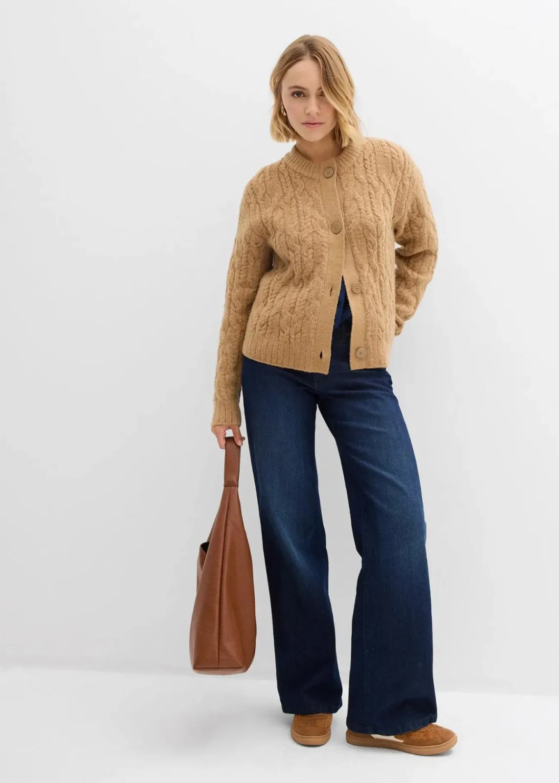 bonprix Bekleidung·Umstandsmode|Strickmode^Grobstrickjacke mattcamel