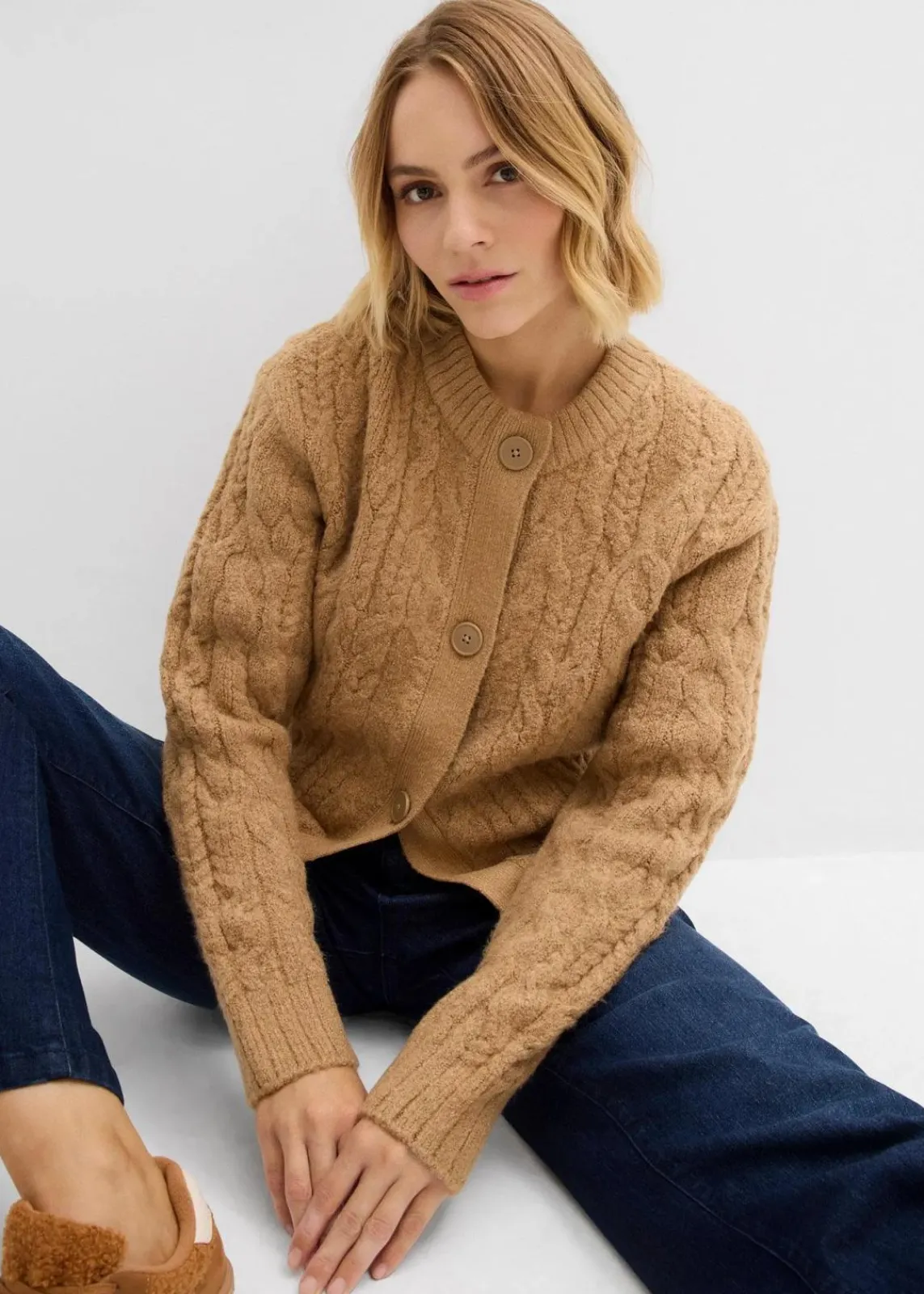 bonprix Bekleidung·Umstandsmode|Strickmode^Grobstrickjacke mattcamel