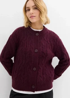 bonprix Bekleidung·Umstandsmode|Strickmode^Grobstrickjacke weinrot