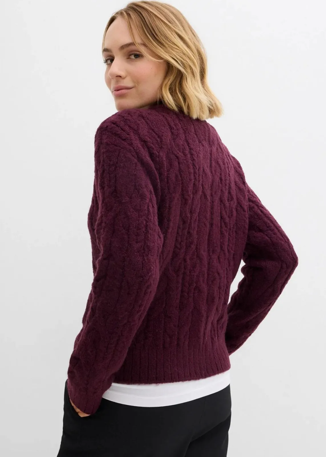 bonprix Bekleidung·Umstandsmode|Strickmode^Grobstrickjacke weinrot