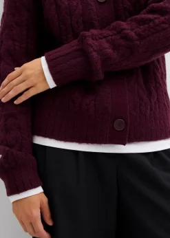 bonprix Bekleidung·Umstandsmode|Strickmode^Grobstrickjacke weinrot
