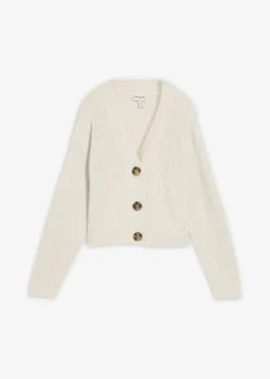 bonprix Bekleidung·Umstandsmode|Strickmode^Grobstrickjacke aus reiner Baumwolle wollweiß meliert
