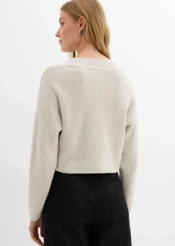 bonprix Bekleidung·Umstandsmode|Strickmode^Grobstrickjacke aus reiner Baumwolle wollweiß meliert