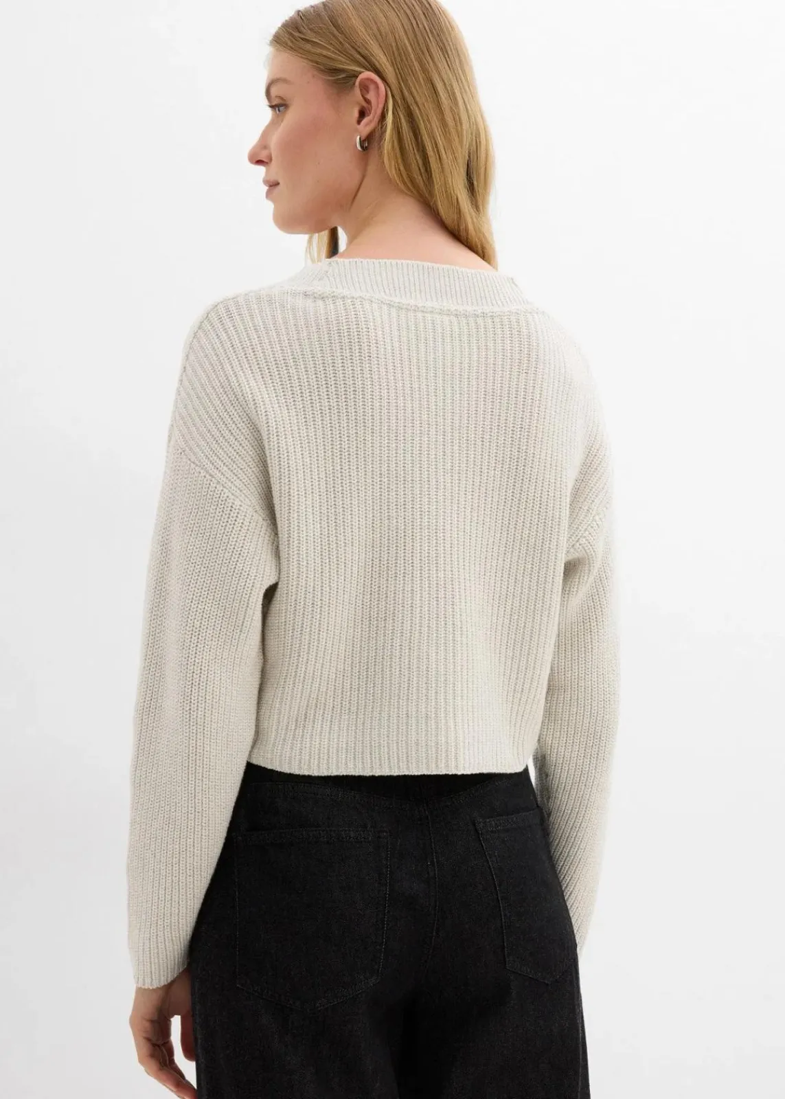 bonprix Bekleidung·Umstandsmode|Strickmode^Grobstrickjacke aus reiner Baumwolle wollweiß meliert