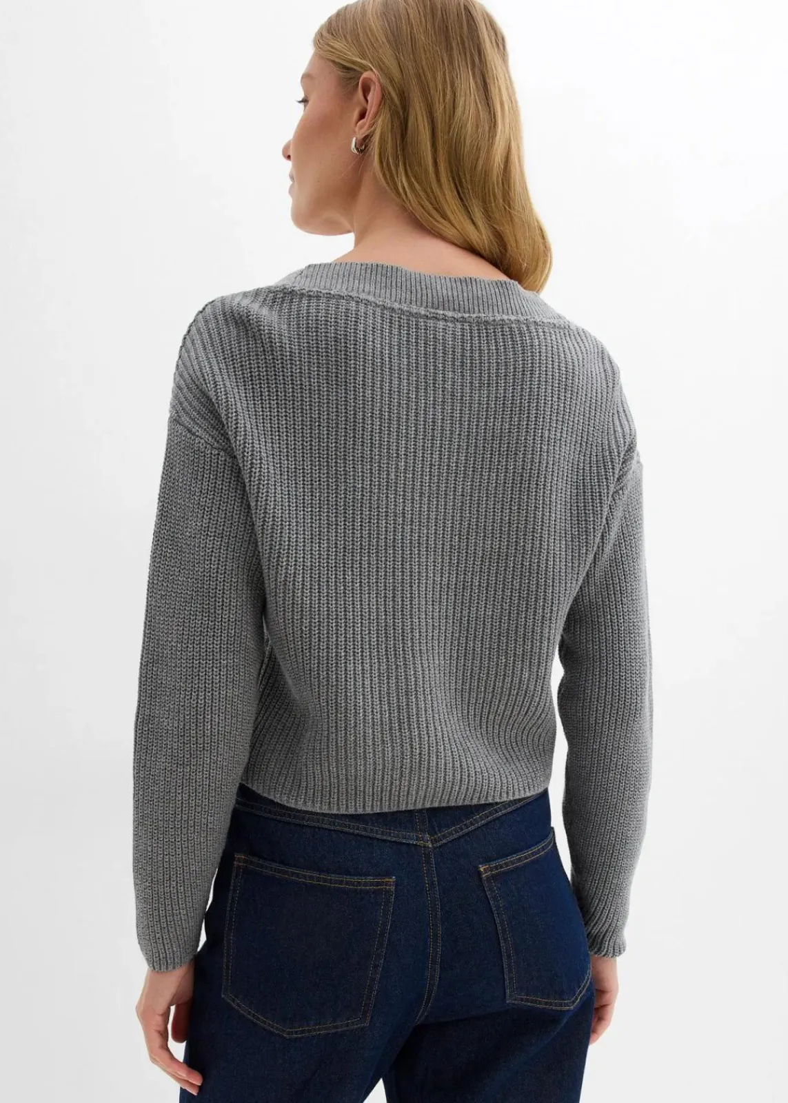 bonprix Bekleidung·Umstandsmode|Strickmode^Grobstrickjacke aus reiner Baumwolle grau meliert