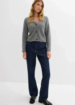 bonprix Bekleidung·Umstandsmode|Strickmode^Grobstrickjacke aus reiner Baumwolle grau meliert