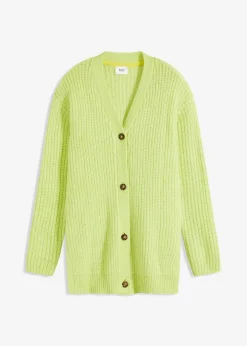 bonprix Bekleidung·Jeans|Pullover & Strickjacken^Grobstrickjacke aus weichem Wollmix mintgrün