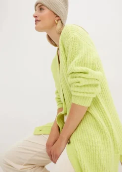 bonprix Bekleidung·Jeans|Pullover & Strickjacken^Grobstrickjacke aus weichem Wollmix mintgrün