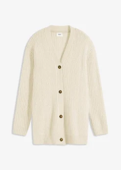 bonprix Bekleidung·Jeans|Pullover & Strickjacken^Grobstrickjacke aus weichem Wollmix cremeweiß