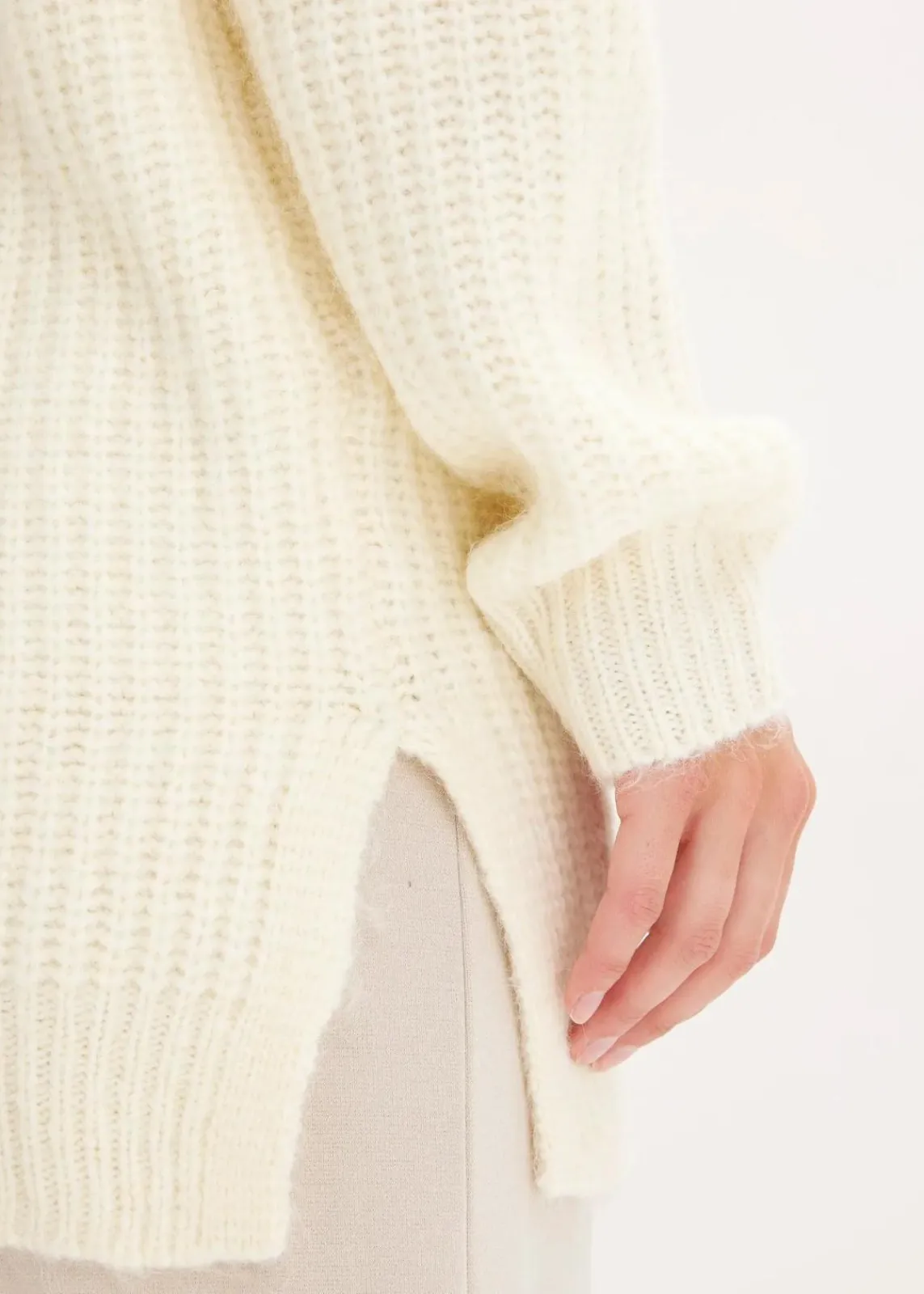 bonprix Bekleidung·Jeans|Pullover & Strickjacken^Grobstrickjacke aus weichem Wollmix cremeweiß
