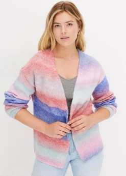 bonprix Bekleidung·Umstandsmode|Strickmode^Grobstrickjacke aus weichem Woll-Mix eisblau/pastellrose/edelsteinblau/lilablau/rosa