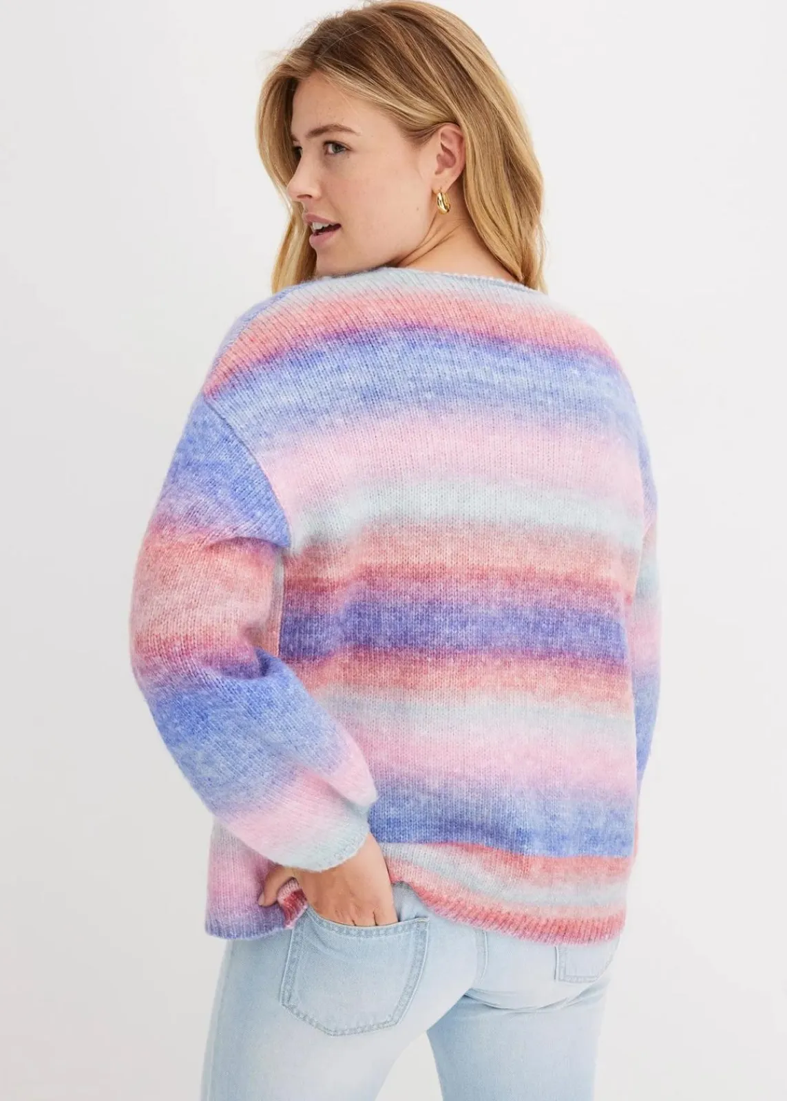bonprix Bekleidung·Umstandsmode|Strickmode^Grobstrickjacke aus weichem Woll-Mix eisblau/pastellrose/edelsteinblau/lilablau/rosa
