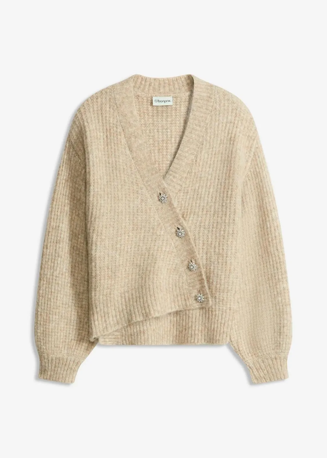 bonprix Bekleidung·Umstandsmode|Bekleidung·Jeans^Grobstrickjacke aus weichem Wollmix sand meliert