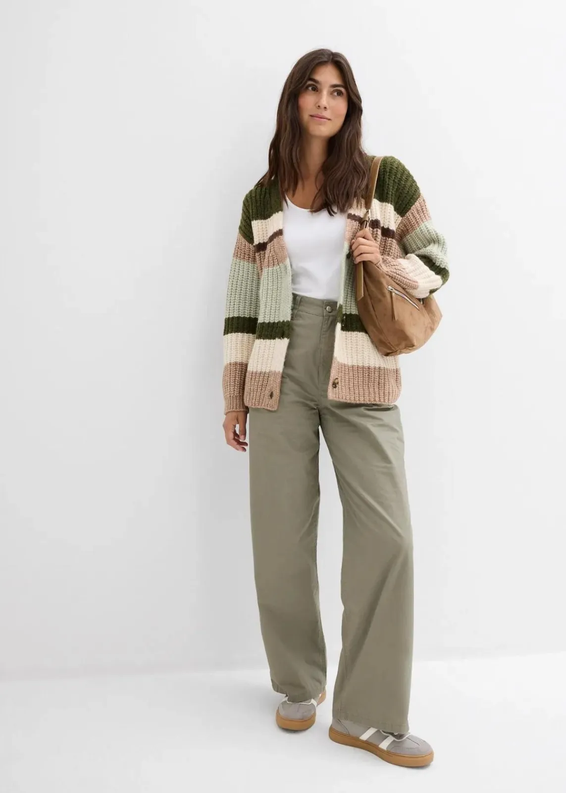 bonprix Pullover & Strickjacken|Strickmode^Grobstrickjacke mit Farbverlauf dunkelkhaki