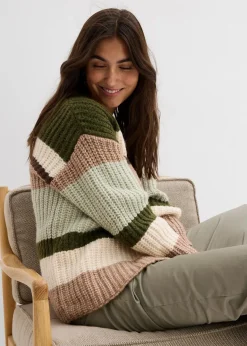 bonprix Pullover & Strickjacken|Strickmode^Grobstrickjacke mit Farbverlauf dunkelkhaki