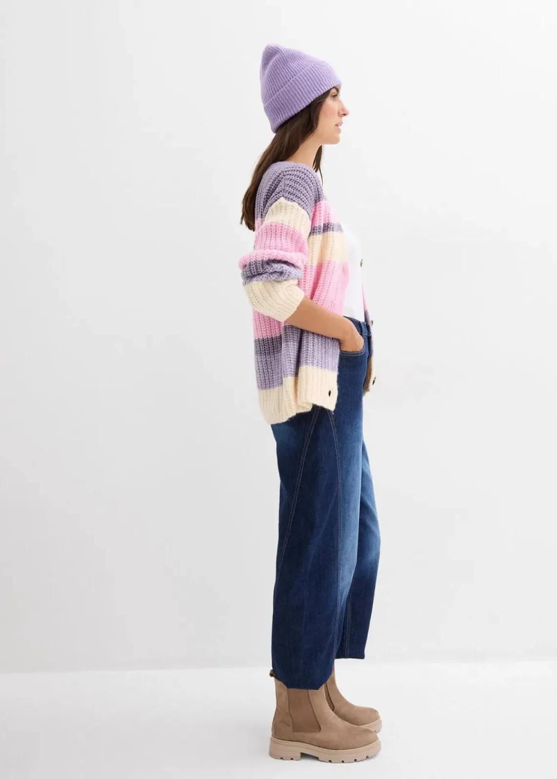 bonprix Bekleidung·Umstandsmode|Bekleidung·Jeans^Grobstrickjacke mit Farbverlauf elfenbein
